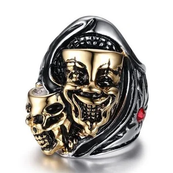 Gotic Masca Clown Skull Ring pentru Bărbați Punk, Hip-Hop Motociclist de Bijuterii Cadou