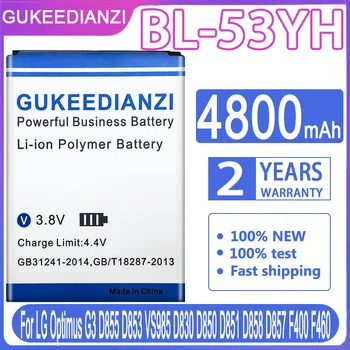 GUKEEDIANZI Telefon Mobil BL-53YH Baterie Pentru LG G3 D855 D850 D858 D859 F460 VS985 BL53YH 4800mAh Înlocuire Baterii