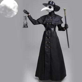 Halloween-Ul Medieval Capota Halat De Ciuma Doctor Costum Masca Palarie Pentru Barbati De Adult Călugăr Cosplay Steampunk Preot Groază Wizard Mantie Cape
