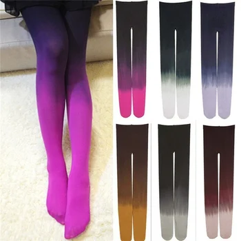 Harajuku Femei 120D Pantalon Catifea Bomboane Gradient de Culoare Opac fără Sudură Ciorapi Chilot Strâmt de sex Feminin Pantys Medias