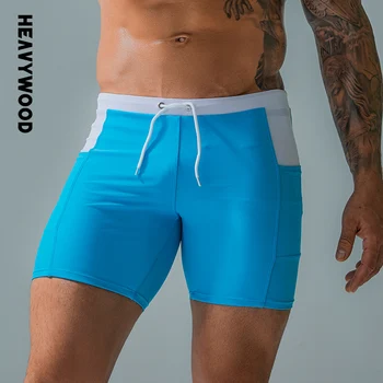 Heavywood de Vară pentru Bărbați iute Uscat Trunchiuri de Înot Casual Sport rezistent la apa Plajă Boxer pantaloni Scurți Cordon Buzunare termală Pantaloni