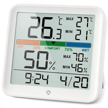 Higrometru Termometru de Interior Digital Umiditate Metru de Monitorizare a Temperaturii Metru MAX/MIN Seturi de Date LCD Cu Iluminare din spate