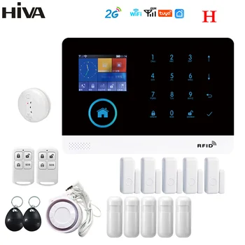 HIVA Tuya Sistem de Alarmă de Securitate Acasă de viață Inteligentă App de Control GSM Wifi Alarma de Securitate cu ușa și Senzor PIR de lucru cu Alexa