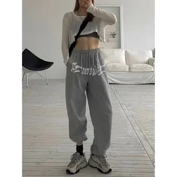 HOUZHOU Streetwear Jogging pantaloni de Trening Femei Largi Harajuku Hippie Gri Pantaloni Sport Stil coreean Supradimensionat Casual Pantaloni Largi