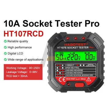 HT107E/B/D Socket Tester Inteligent Sârmă la Sol Tester Tensiune Frecvență Putere Linie Tester LCD Plug Faza Metru Soclu Tester
