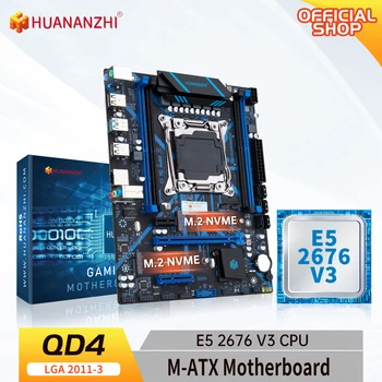 HUANANZHI QD4 LGA 2011-3 Placa de baza cu procesor Intel XEON E5 2676 V3 DDR4 RECC NON-ECC Memorie Kit Combo Set NVME USB 3.0