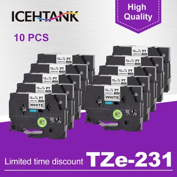ICHTANK 10BUC 12mm TZe231 Lableing Casete pentru Brother P-Touch Cartușe Pentru PT-D210 PT-H110 PT-D600 Label Printers