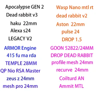 Iepure mort 3 Apocalipsa GEN 2 Viespe nano Picătură v1.5 Alexa S24 Coilturd UN Aston haku 22 Profil plasă Templu 28mm rezervor Piston Kit