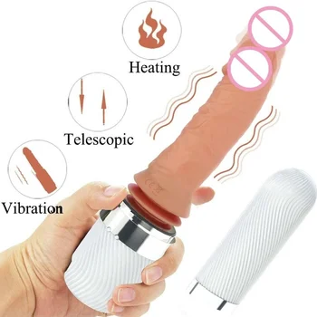 Impingandu Telescopic Vibrații Încălzire Adult Jucarii Sexuale Penis Artificial Clitoris Sex Feminin Stimulator Masaj Moale De Silicon Rezistent La Apa Penis