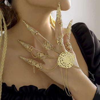Ingemark Exagerat Dubai, Indian, Thailandez De Culoare De Aur Cablajul Degetul Bratara Femei Indesata Lanț Dansatoare Din Buric Cosplay Bijuterii De Mana