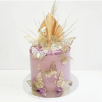 INS 12buc Colorat Fluture 3D Happy Birthday Cake Topper Hârtie Fanii Tort de Nunta Topper pentru Petrecerea de Ziua Decoratiuni Tort