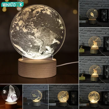 Interne Sculptura 3D Luna Lumina de Noapte Unicorn Micul Prinț Masă Lampă cu Abajur CONDUS luminaria Copil de Dormit Veioza Decor Acasă