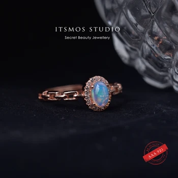 ITSMOS Naturale Opal Inele de sex Feminin Ins Vânt Solid S925 Argint Opal Inel Bijuterii pentru Femei a Crescut de Aur de Lux Cadou