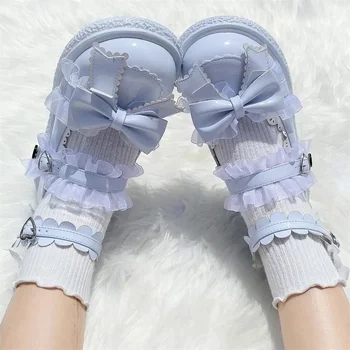 Japoneză Dulce Lolita Pantofi Fete Kawaii Drăguț Papusa Pantofi Lolita Pantofi Fata Jk Pantofi Din Piele Cap Rotund Dantelă Bowknot Lolita Pantofi