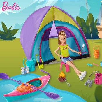 Jocuri Barbie originale Chelsea Papusa Echipa Stacie Sora Tabăra de Vară casă de Păpuși Interactiv Copil Jucării pentru Copii Simula în aer liber Playset