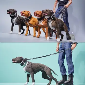 JXK 1/6 American Pit Bull Terrier Model Animal Figura Realist Câine de Companie Colector GK de Decorare pentru Copii de Învățământ Jucarie Cadou pentru Adulți