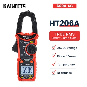 KAIWEETS HT206A AC DC ampermetric Digital Multimetru Pinza Amperimetrica True RMS de Mare Precizie Capacitate NCV Ohm Hz Tester
