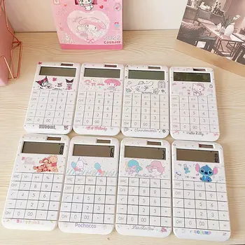 Kawaii Sanrio Kuromi Mymelody Cinnamoroll anime drăguț portabil cu 12 cifre de afișare de mari dimensiuni buton de ecran solar de alimentare calculator