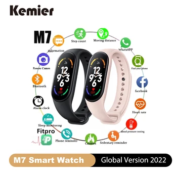 Kemier M7 Inteligent Ceas Digital Bratara Pentru Barbati Femei Cu Monitorizarea ritmului Cardiac, Pedometru Banda de Inteligent Pentru Android IOS rezistent la apa