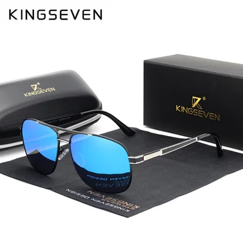 KINGSEVEN 2019 Pătrat din Oțel Inoxidabil ochelari de Soare Barbati Polarizati Oglinda Ochelari de Soare Pilot de sex Feminin Eyewears Accesorii N738