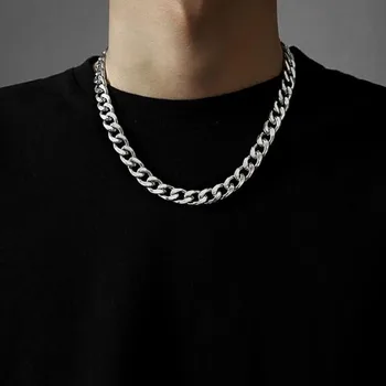 Lanț din Oțel inoxidabil Colier Lung Hip-Hop pentru Femei, Bărbați pe Gât Moda Bijuterii Cadou de Accesorii de Argint de Culoare Cravată
