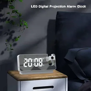 LED Digital de Proiectie Ceas cu Alarmă Desktop Mut de Încărcare USB Electronice Ceasuri de Ecran Mare de Afișare Multi-funcție de Proiector