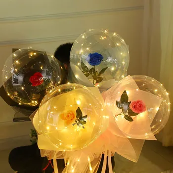LED Floare Balon Set Luminoase Artificiale, a Crescut Buchet de Flori Transparente Bobo Mingea Baloane Kit Îndrăgostiților Petrecere de Nunta Decor