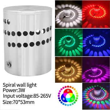 LED Lampă de Perete de Perete Spirală Lumina 3W Iluminat de Tavan Atmosferă de Lumină RGB Colorate Pentru Bar Lobby Partid Decor Acasă de la Distanță