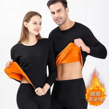 Lenjerie de corp termică Set/Haine de toamna + Pantaloni Plus Catifea Îngroșarea Bărbați și Femei Cald Uzura Interior Cupluri Costum de Mari Dimensiuni