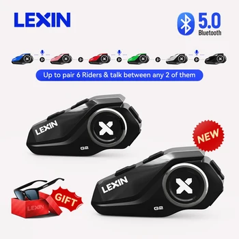 Lexin G2 2 BUC Casca Motocicleta Interfoane Bluetooth V5.0 Până să se Conecteze 6 Călăreți și Vorbesc între Oricare 2 dintre Ele Căști fără Fir