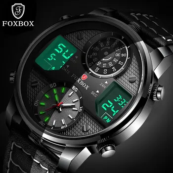 LIGE FOXBOX Bărbați Ceasuri de Moda Cuarț Sport Watch de Brand Omul Ceas Digital cu Iluminare din spate Ceas rezistent la apa 30M Încheietura Ceas
