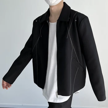 Linie Albă Dungă Jacheta Barbati Japonia, Coreea Moda Streetwear Liber Casual Epocă Sacou Negru Net Celebritate De Sex Masculin Strat De Îmbrăcăminte Exterioară