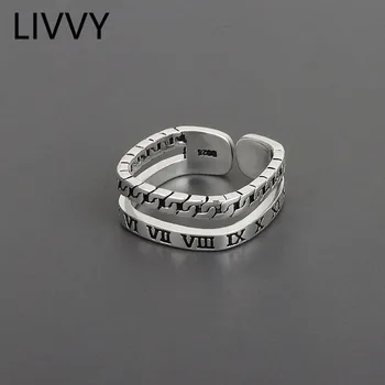 LIVVY Culoare Argintie Petrecere Inele Vintage Țesut cu Două Straturi Deschis Deget de Bijuterii Pentru Femei Cupluri Accesorii de Nunta Inel