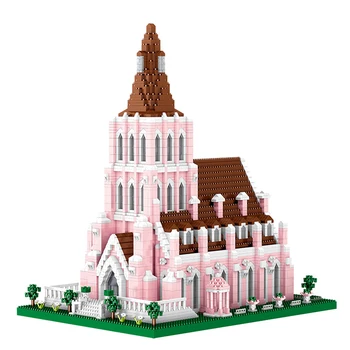 Lumea a Arhitectura Mini Blocuri Insula Nunta Conacul Biserica Gradina DIY Diamant BricksToy pentru Copii Cadouri