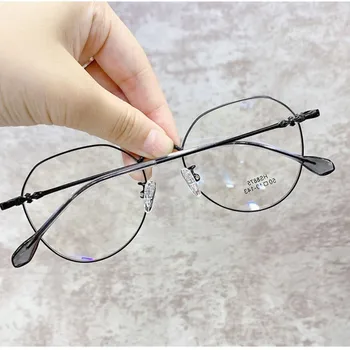 Lumina Albastra Anti-Ochelari Cadru Rotund Lentile de ochelari de Lectură a Femeilor de Bărbați, Transparent Ochelari Rame Optice Oglindă de Metal Ochelari