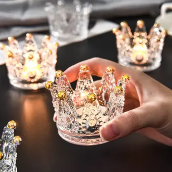 Lumina De Lux Cristal De Sticlă Coroana De Aur Lumânare Titularului Colier Inel De Stocare Pe Disc De Creatie Ornamente Aroma Suport Lumanare