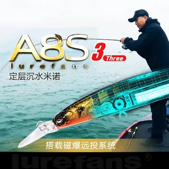 Lurefans A8S-2 S-3 80mm Fix-strat Scufundarea Pește Pescuit Nada cu 6,9 g/7g Magnetic de Impuls Lung Împușcat Sistem Wobbler Greu Fals Momeala