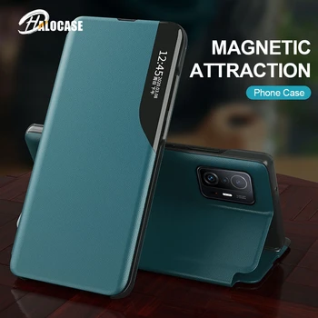 Magnetic Flip Smart case Pentru Xiaomi Mi 11T Pro Textura de Piele pe Capacul de Protecție Xiomi Mi11T 11 T T11 11TPro 5G Suport Telefon Coque