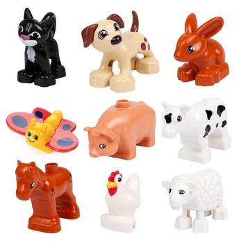Mare Model Blocuri de Iepure, Porc, Pisica, Cal, Câine Cărămizi Accesoriu Copilului Jucării DIY Compatibil Mare Dimensiune Bloc de Animale de Fermă Set