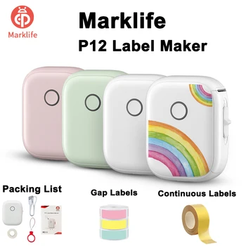 Marklife P12 Label Maker Mașină Cu Bandă, Portabile Bluetooth Continuă Eticheta Autocolant Termic Mini 2d Imprimanta Pentru iOS Android