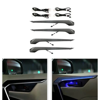 Masina Fibra de Carbon Panou de Ușă de Lumină Ambientală cu LED Atmosfera Lampa de Culori Albastru pentru Toyota RAV4 Wildlander 2020-2022