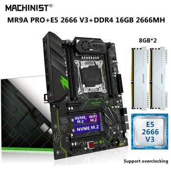 MAȘINIST Placa de baza X99 Set Cu Kit Xeon E5 2666 V3 CPU LGA 2011-3 16GB=2*8G DDR4 2666Mhz RAM Patru-canal NVME M. 2 MR9A PRO