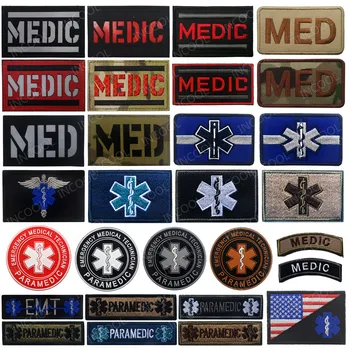 MEDIC Patch-uri Brodate IR Reflectorizante Strălucire în Întuneric Militare Tactice Patch-uri Medicale de MEDICINĂ EMT PARAMEDIC Emblema din PVC Cauciuc Insigne