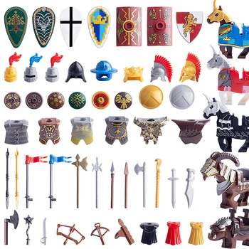 Medieval Soldat Armă Blocuri Militare De Arme Accesorii Castel Cavaler Scut, Sabie, Războinic Cifre Romane Piese De Cărămizi