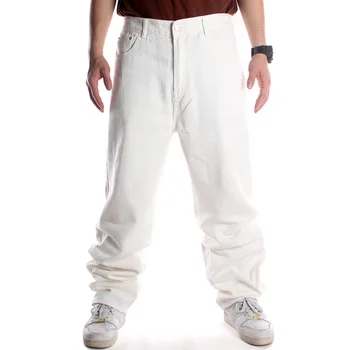 Mens Blugi de culoare Alb-2021 Vrac Hip Hop Blugi Barbati culoare Pură Valul Bărbați Rochie Casual Pantaloni din Denim de Bumbac, Model de Pantaloni Harem