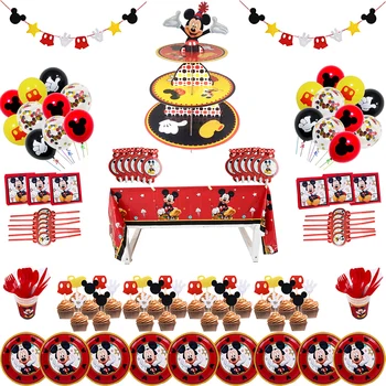 Mickey Mouse Anniversaire 1 Sărbătorit Botezul Supplie Tacamuri De Unica Folosinta Fată Băiat Ziua De Nastere Consumabile Partid Decor