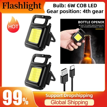 Mini Lanterna Breloc cu Lumina LED-uri de Buzunar cu LED Lumina de Lucru cu LED de Mare Putere Lanterne Impermeabil USB de Încărcare Mică Lumină Tirbușon