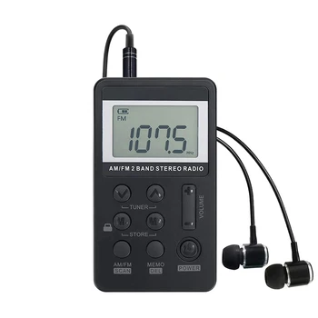 Mini Radio Portabil AM/FM Stereo Dual Band Receptor Radio de Buzunar cu Ecran LCD & Căști & Baterie Reîncărcabilă