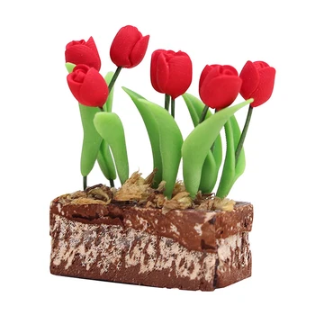 Miniatura Tulip Rășină Floare Copii Păpuși Zână Pentru 1/12 Papusi Casa Bucătărie Sufragerie Decor
