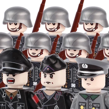 MOC WW2 Militare, Soldați germani Blocuri Scenă de Război Arme Pistol Ofițer de Trupe Set Pistol de Cărămizi Jucarii Baieti Cadou